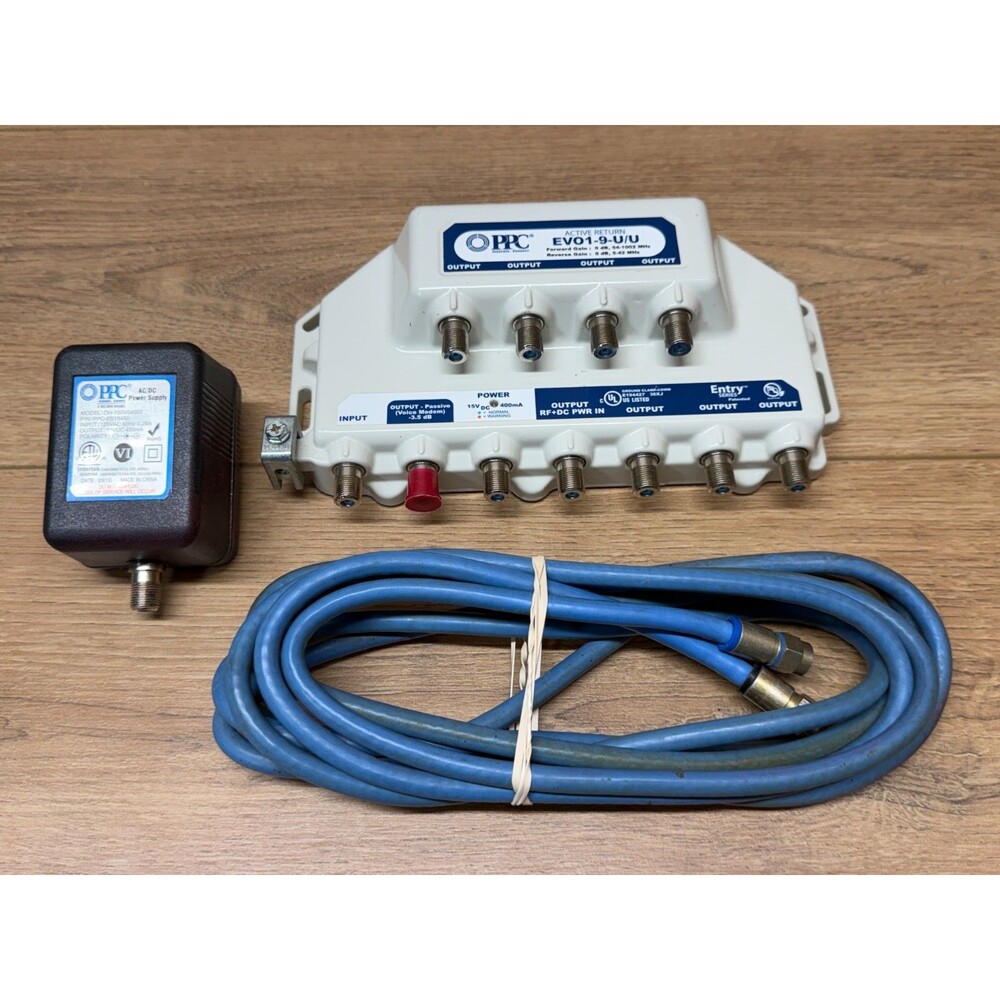 PPC EVO1-9-U/U Active Return CATV 9-Port Cable TV Amplifier / Signal Booster-EC